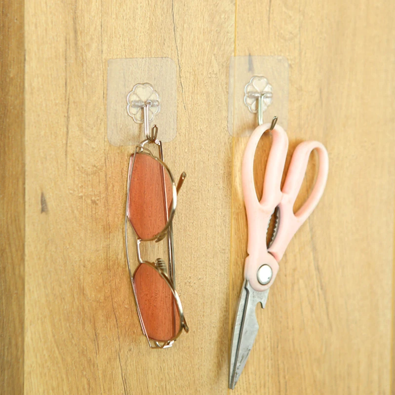 Wholesale Bathroom Wall Mounted PVC Hanger Hook Transparent Self Adhesive Hooks