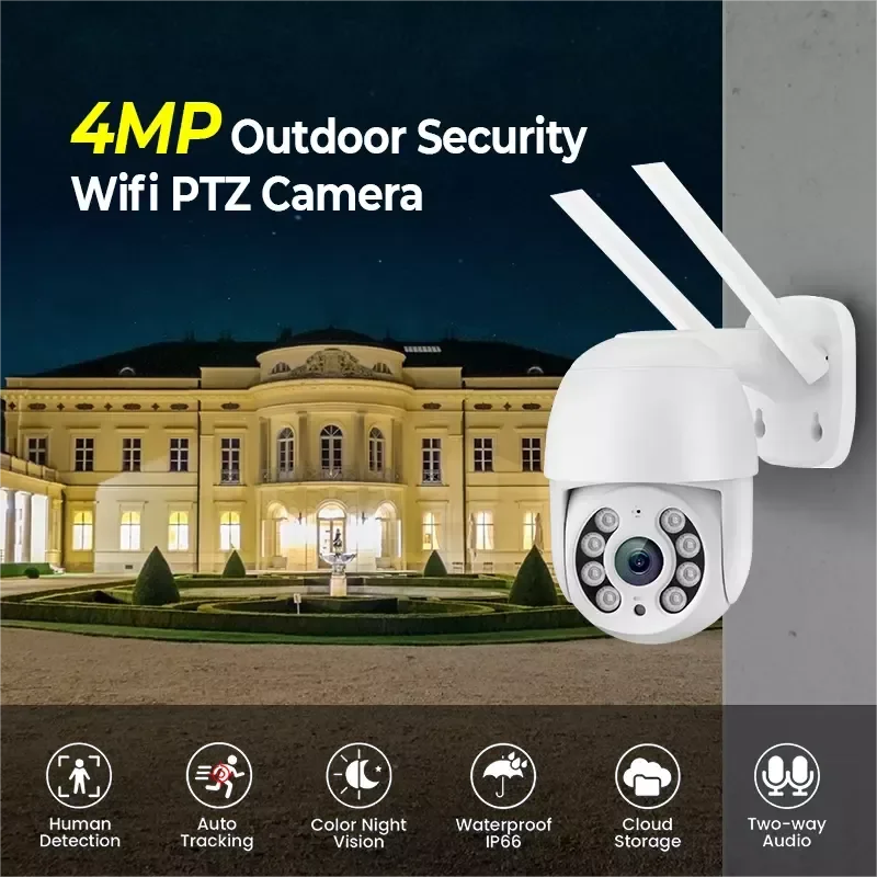 ICSEE 4K/2K FHD Wireless PTZ Security Camera WiFi IP CCTV System with Night Vision Auto Tracking for Outdoor Surveillance