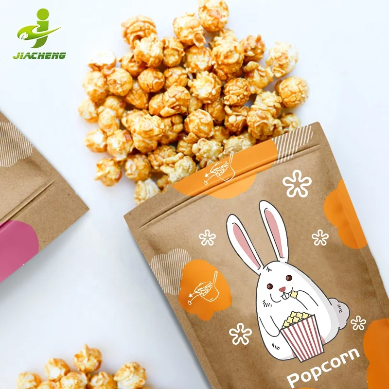 JIACHENG kids degradable milar stand up emballages biodgradable rice krispies packaging bolsas de dulces pop corn snack bags