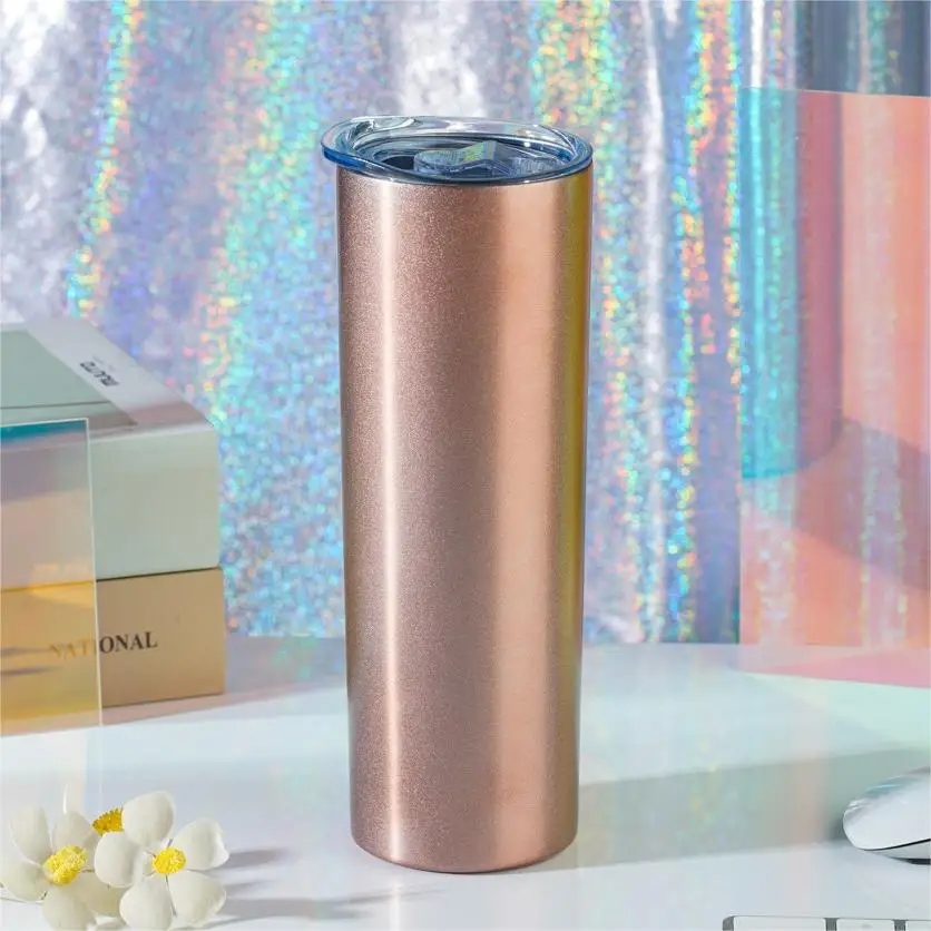 Custom 20oz plated powder coated stainless steel skinny straight tumblers laser engrave water bottle