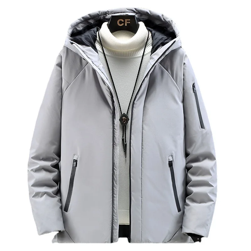 Wholesale White men Solid Zipper Hooded  Polyamide Cotton  Regular Down Coat good price