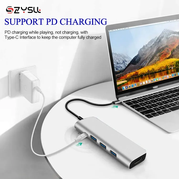 
USB-C 60W PD 3.0 USB 8-pin HUB 