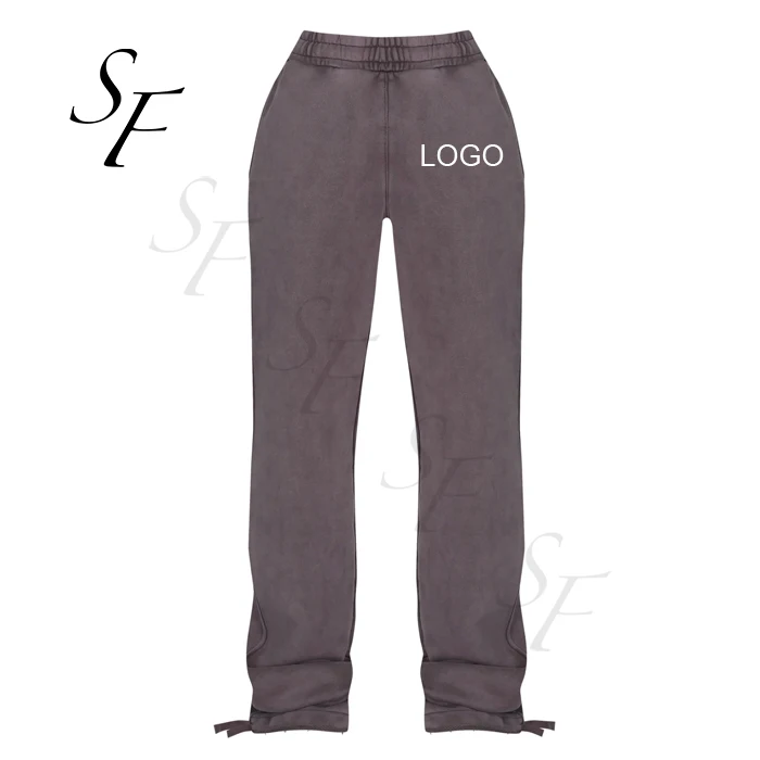 Star Fashion High Quality Custom Women Cropped Zip Up Hoodie Jogger Pants Two Pieces Set Acid Washed Drop Shoulder Sweatsuit Set