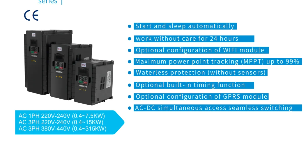 Solar Water Pump Supply 7.5kw 11kw 15kw  solar pump inverter solar pump vfd 220V single phase for agricultural irrigation