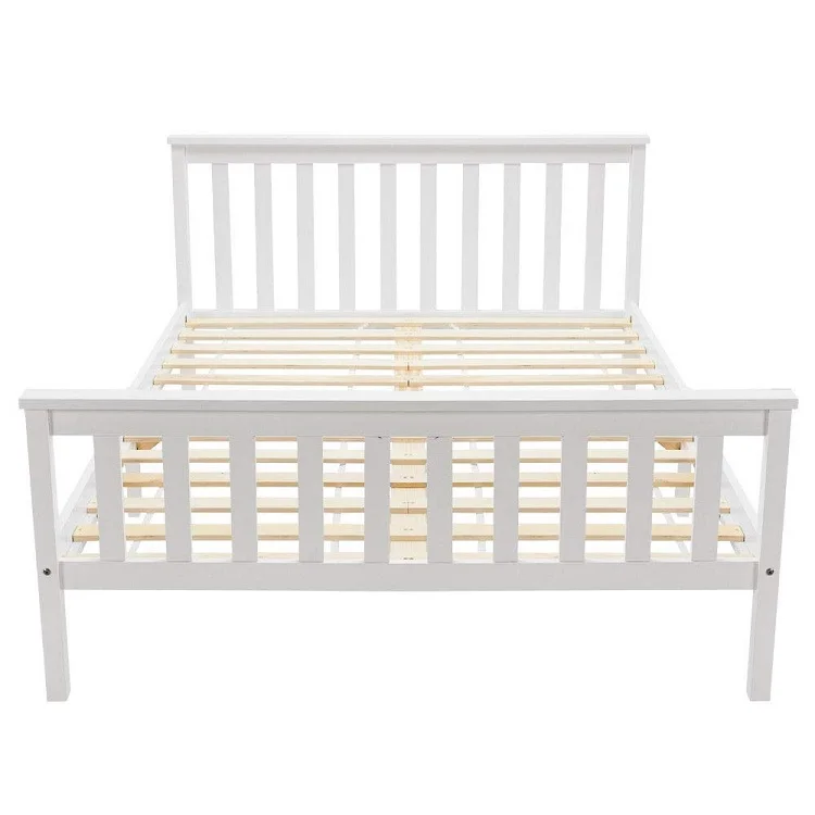 White solid pine wood Double Bed Wooden Frame for kids