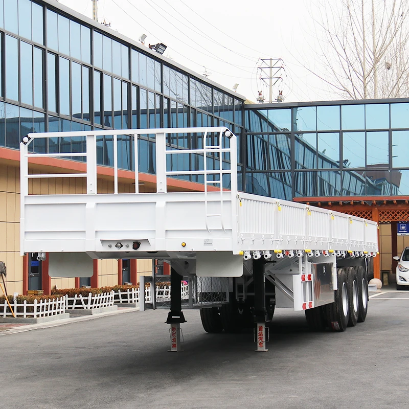 3axles Cargo Trailers Flat Bed Semi Truck Trailer with Side Boards