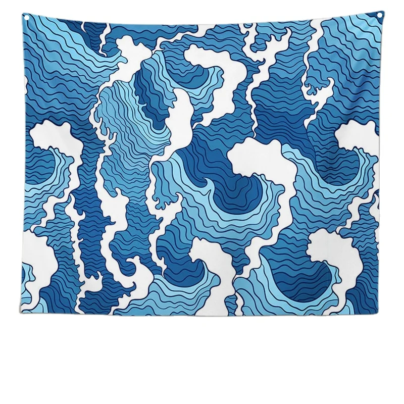 Japanese Hokusai Creative The Great Wave Painting Artistic Tapestry Wall Hanging Home Decor Poster