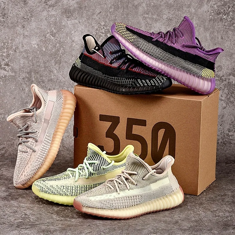 
2021 New Design Original Quality Custom Brand Logo Reflective Yeezy 350 V2 Men Running Sneakers Women Sports Shoes 