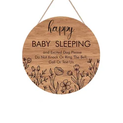 Space Front Door Sign Round Wooden Planet Nursery Decor Baby Sleeping Hanging Sign Plaque Door Hanger
