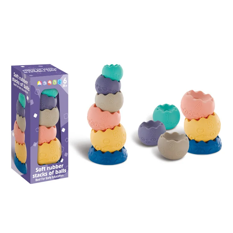 Детские Развивающие Мягкие пластиковые штабелируемые блоки игрушечные шарики Силиконовые Игрушки для ванны