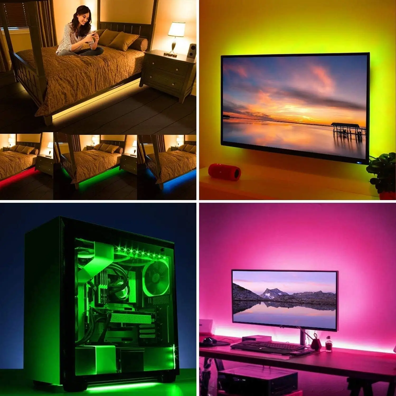 Outdoor 12V IP65 Silicone glue Smart 5050 RGB LED strip set with controller and adapter