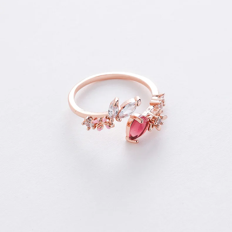 Wholesale Fashion Elegant Micro-inlaid Crystal Colorful Zircon Heart Flower Shaped Ring