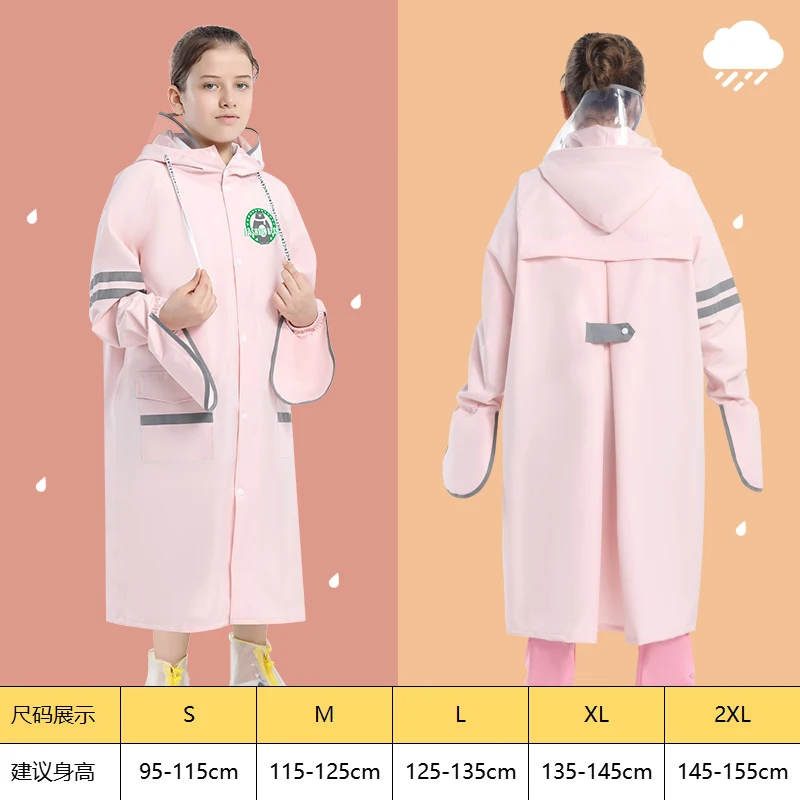 Kids Raincoat Waterproof Rain Poncho Clear Transparent Children kindergarten school Student Rainsuit Protective polyester pongee