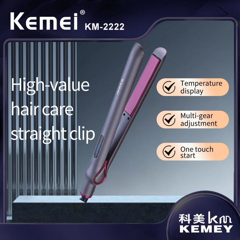 Kemei Km-2222 New Arrival Household Professional Electric Curly Hair Iron 2 In 1 Hair Straightener