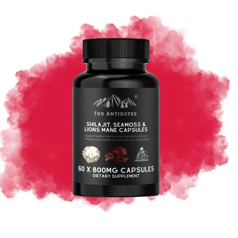 wholesale shilajit sea moss mushroom lions mane capsules 3 in 1