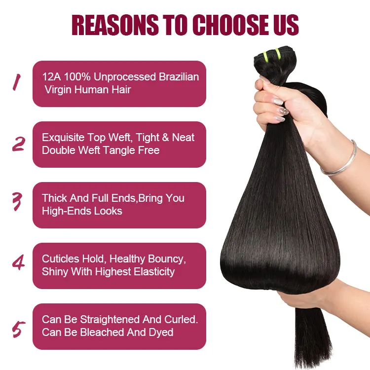 FH High Quality 12A Indian Hair Double Drawn Straight Hair Bundle with Curly Bundles Body Weaves-Peruvian Brazilian Human Hair