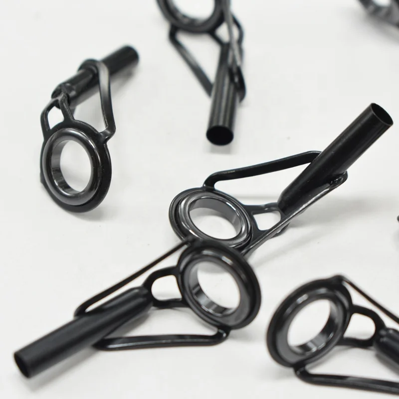 Black Stainless Steel Roller Sic Ring Tips Fishing Rod Guides High Gloss Ceramic Rings Fishing Rod Guides