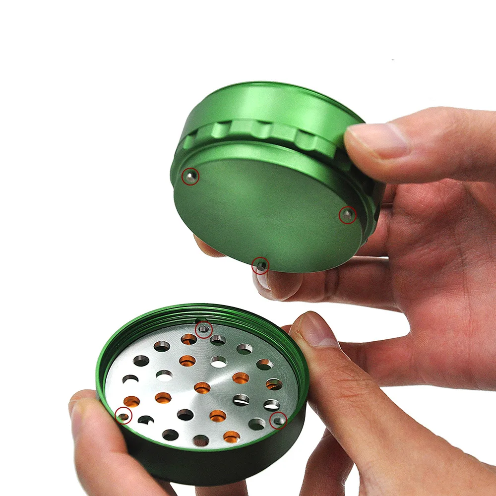 2.48 inch metal aluminum alloy herb grinder four-layer diameter 63mm innovative tooth appearance mechanical dry tobacco grinder
