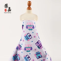 Designer Fabric, 2 side animal owl pictures printed nursery flannel fabric for children pajamas