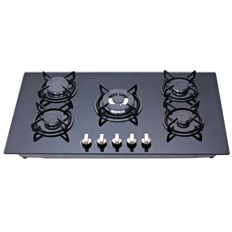 Fast Delivery Custom 5 Burners Easy Cleaning Indoor Durable Standard Household Tempered Glass Flameout Protection Gas Hob