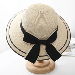 Black Khaki Beige Womens Wide Brim Straw Panama Hat Fedora Summer Beach  Hat Straw Sun Hat For Women