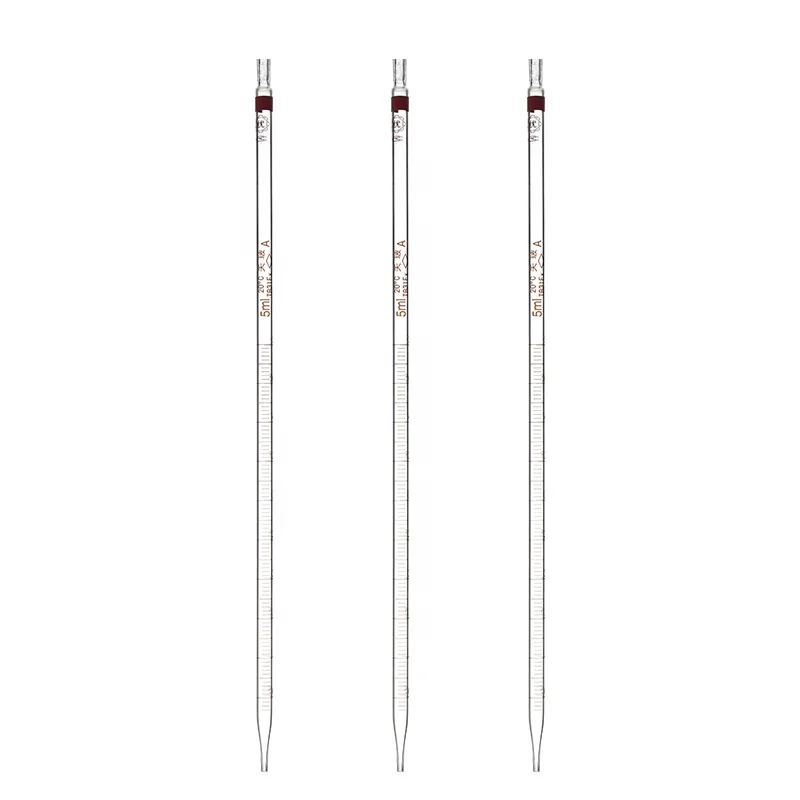 Glass Volumetric Pipette Lab Glass Transfer Straw Dropper Measuring Pipets Class A Color Ring Volume 0.1-50mL