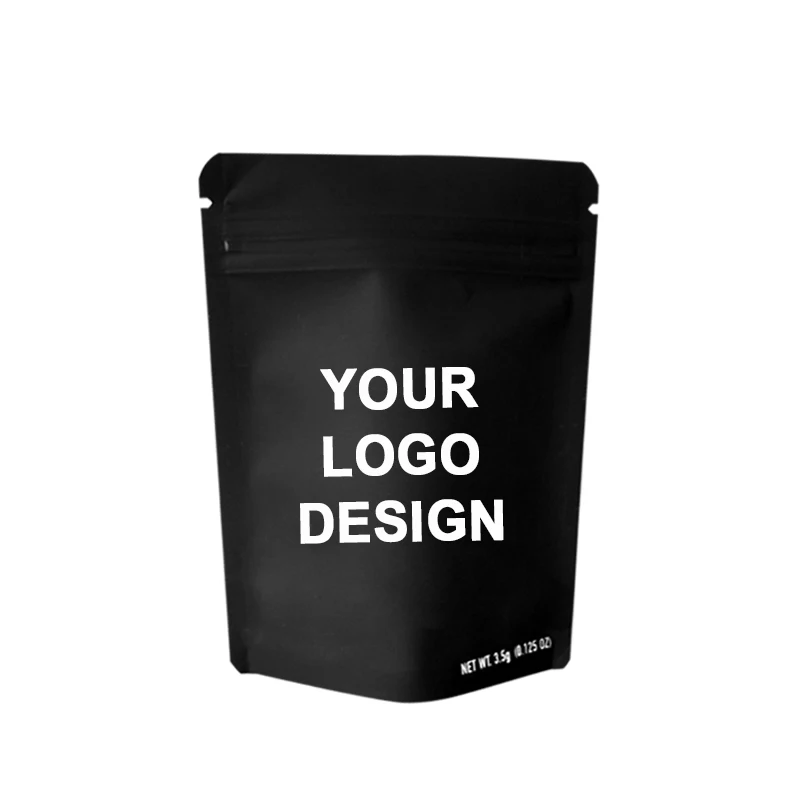 Custom printed metallic aluminum ziplock stand up plastic smell proof mylar packaging baggies