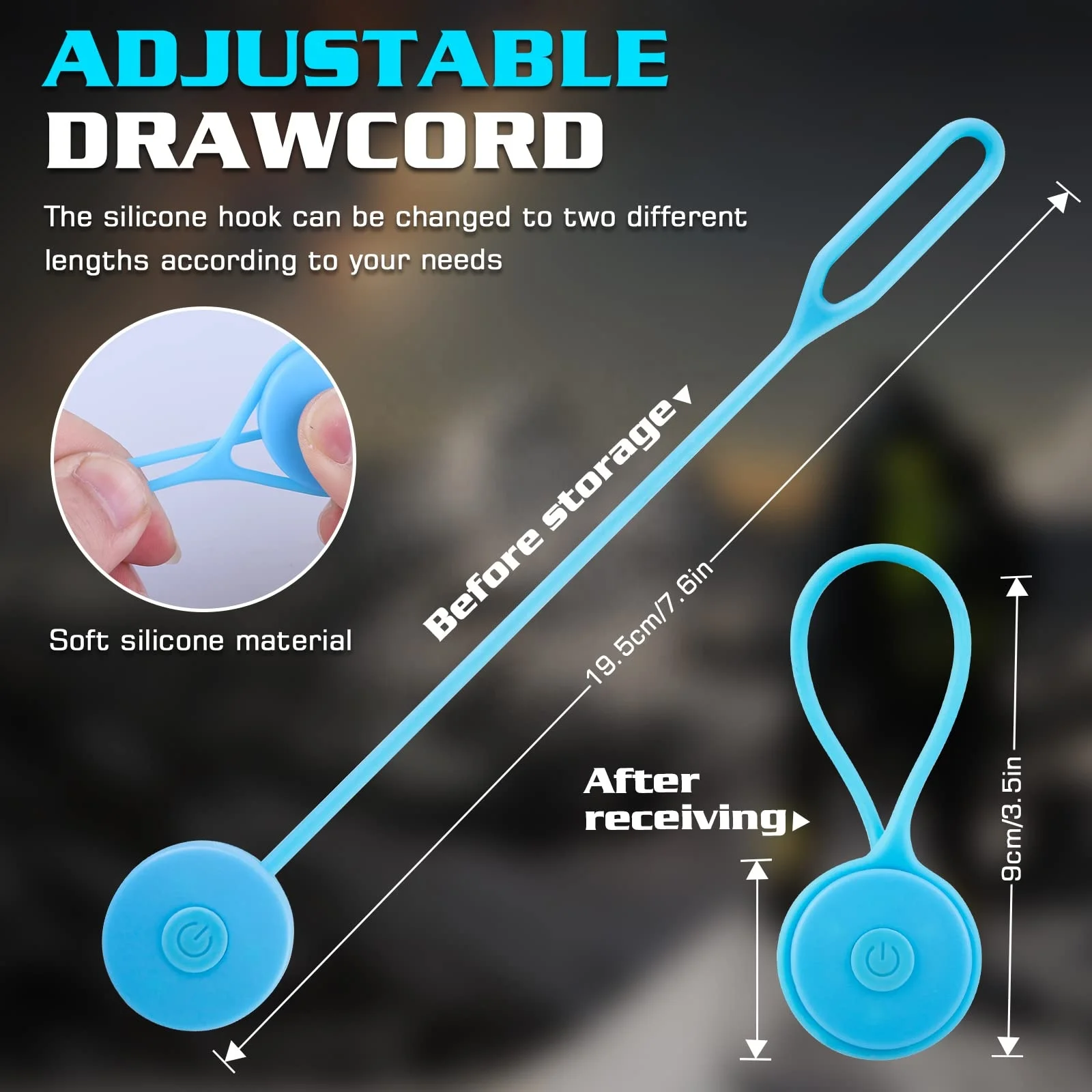 LINLI CR2032 Battery Included Flexible Silicone Flashing Zipper Lamp Blinking Purse Light With String 3 LED Light Up Bag Light