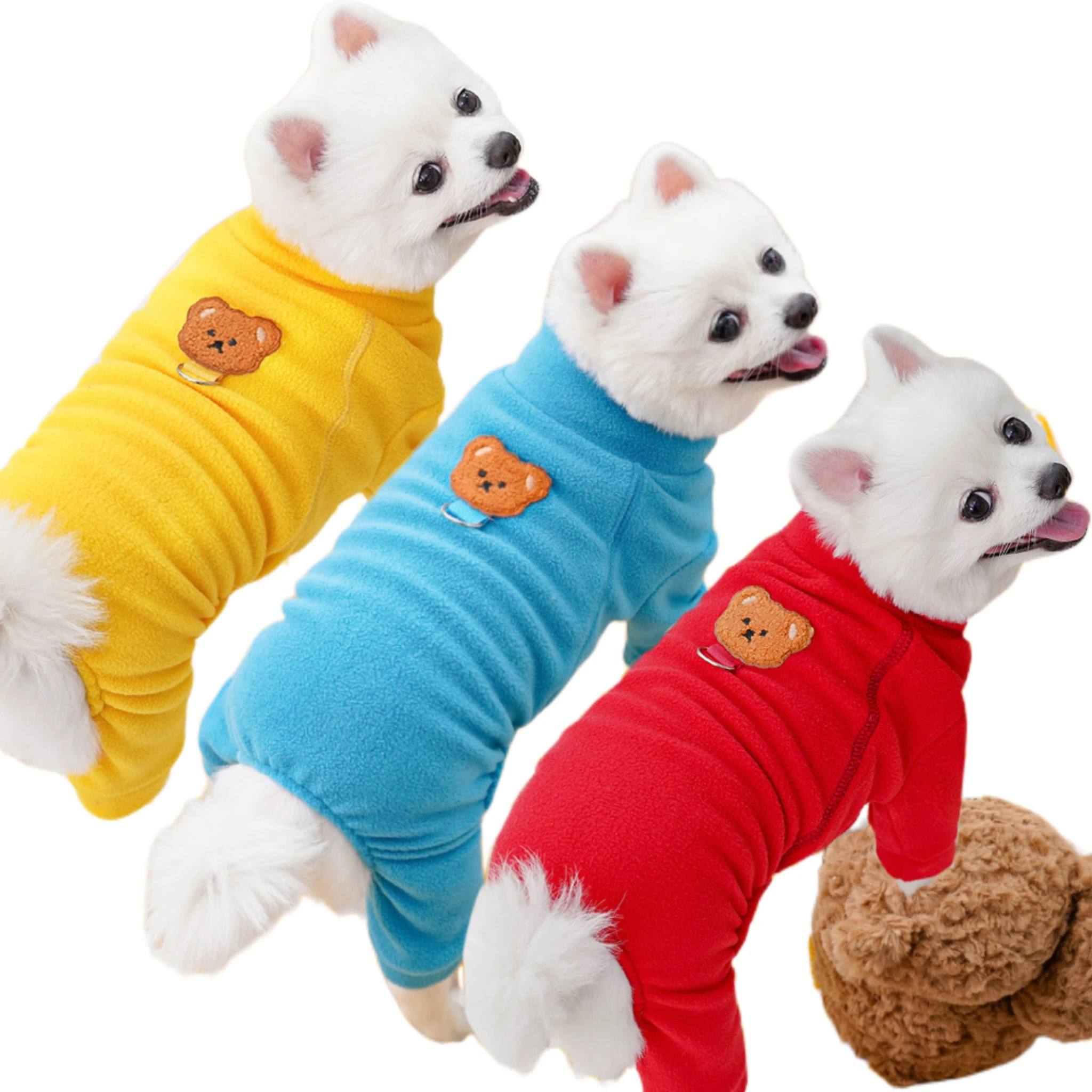 YOELLEN Autumn and winter warm pet four-legged bottom shirt wear can pull pet products fleece motorcycle wind