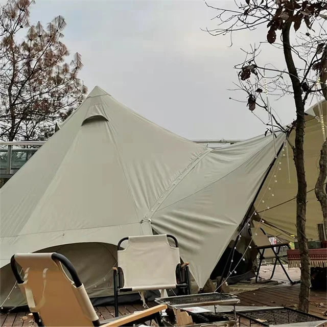 Luxury Two Door Outdoor Glamping Camp Luxury Large Stove Cotton Canvas Yurt Sibley 4 Season Bell Teepee Yurt Tents For Camping