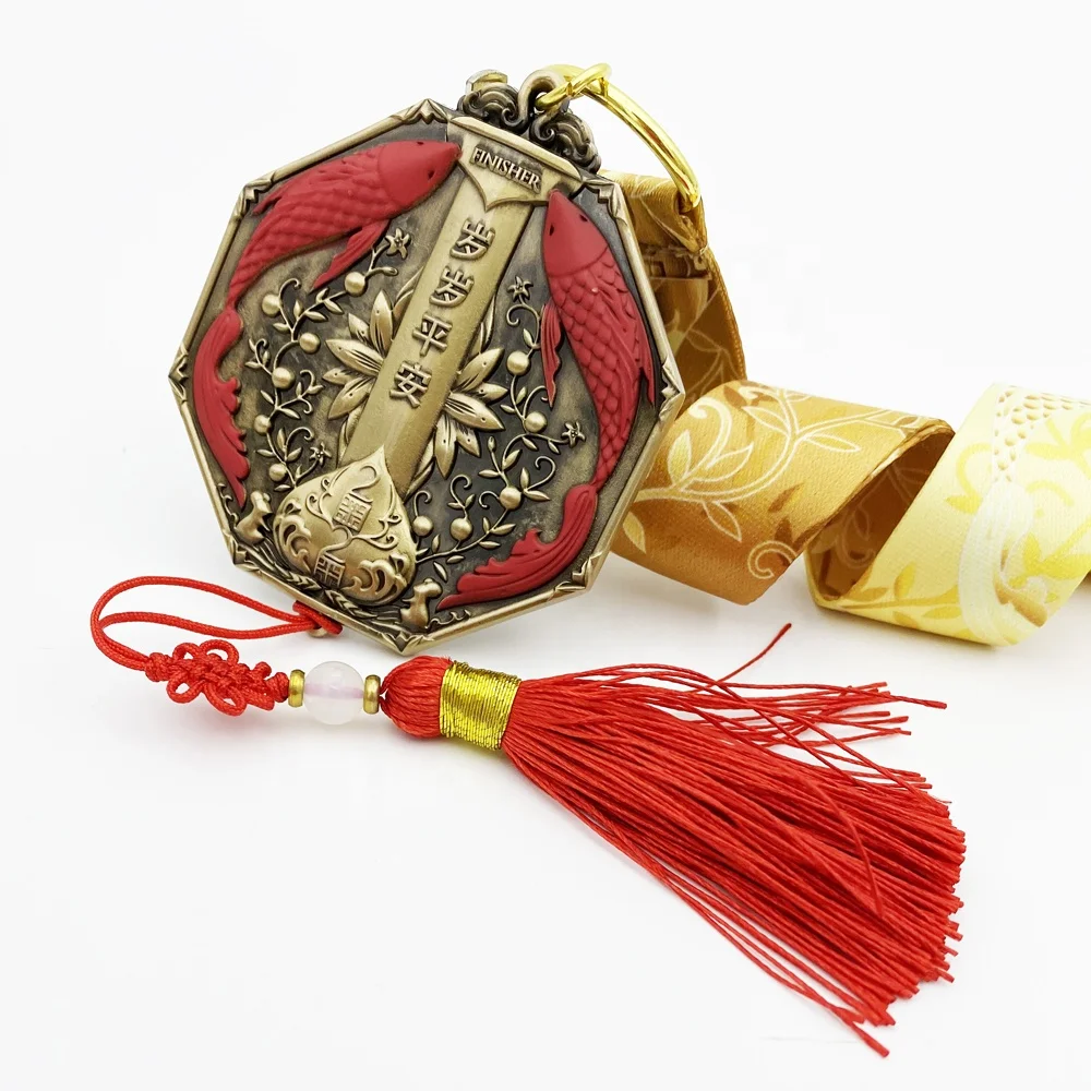 Wholesale Commemorative Custom Marathon Race Metal Award 3D Medals with Chinese Knot