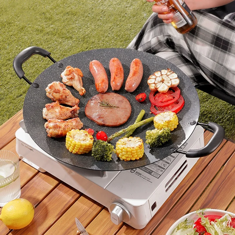New Product Outdoor Portable Non Stick Korean BBQ Grill Pan With Bakelite Handle