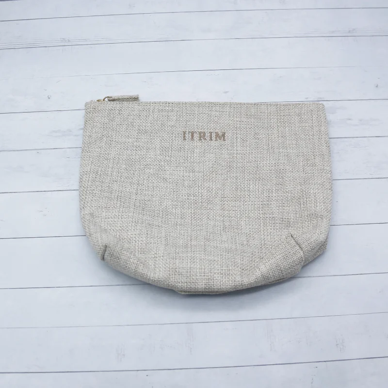 Fashion gray jute wallet zippered bag luxury cosmetic bags custom ziplock gray jute bags