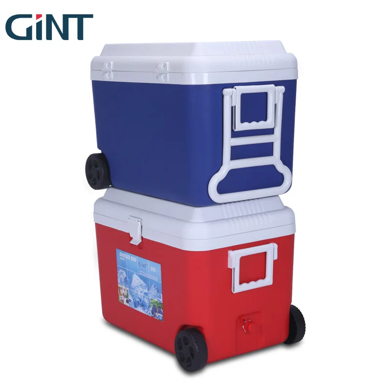 Gint 50L Custom Color EPS Foam Ice Cooler Box Trolley Cool Box with Portable Wheels Handles