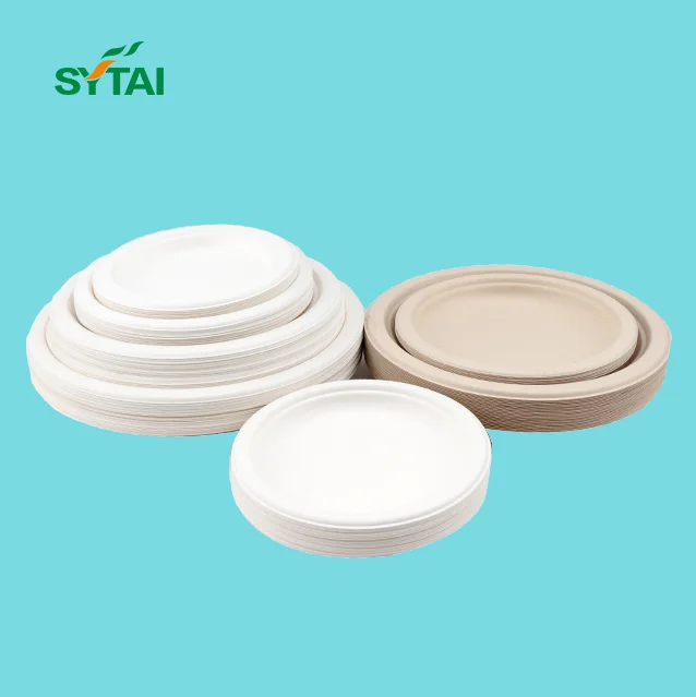 100% Biodegradable Dinnerware Round Plates Made of Sugarcane Fibers Compostable Dinner Tableware Dish Plates