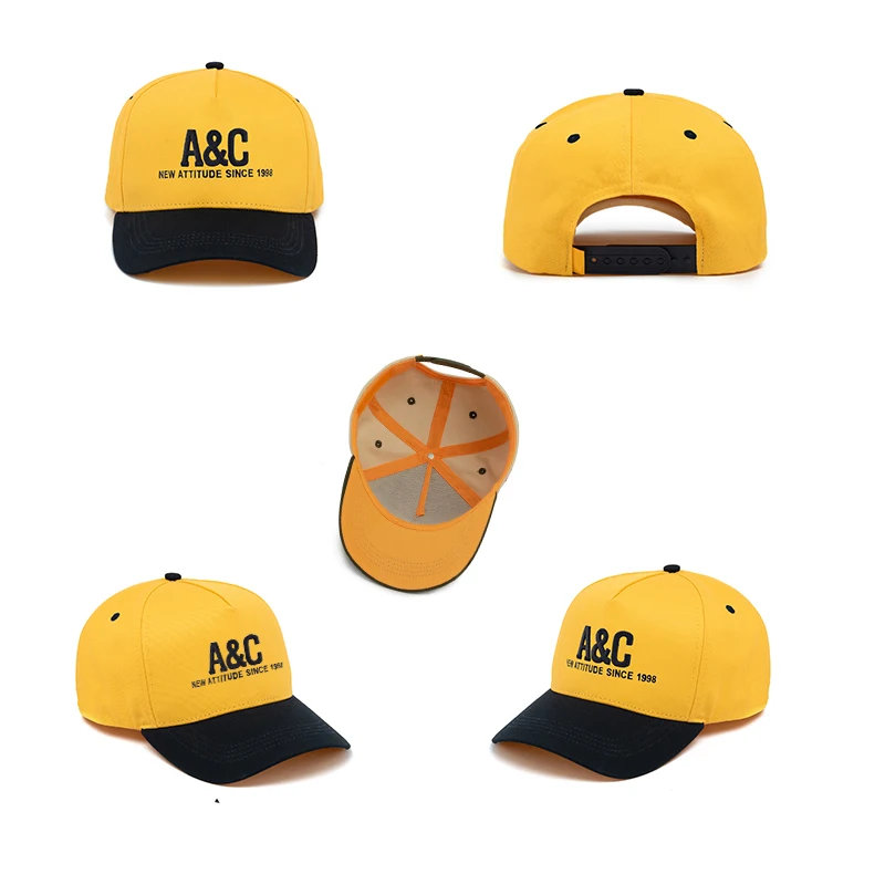 Custom Embroidery Logo Vintage Color Block Cotton Twill 2 Tone 5 Panel Baseball Dad Hats Caps For Men Women
