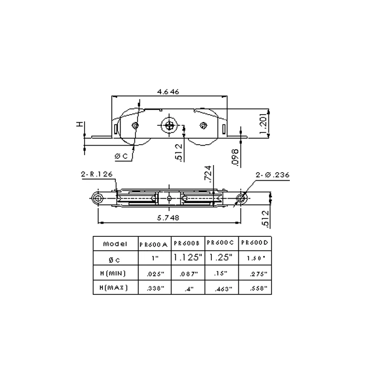 Patio Door Roller Glass Sliding Door Roller Wheel, Side-adjustable 1.25 inch OD Door Roller PR600