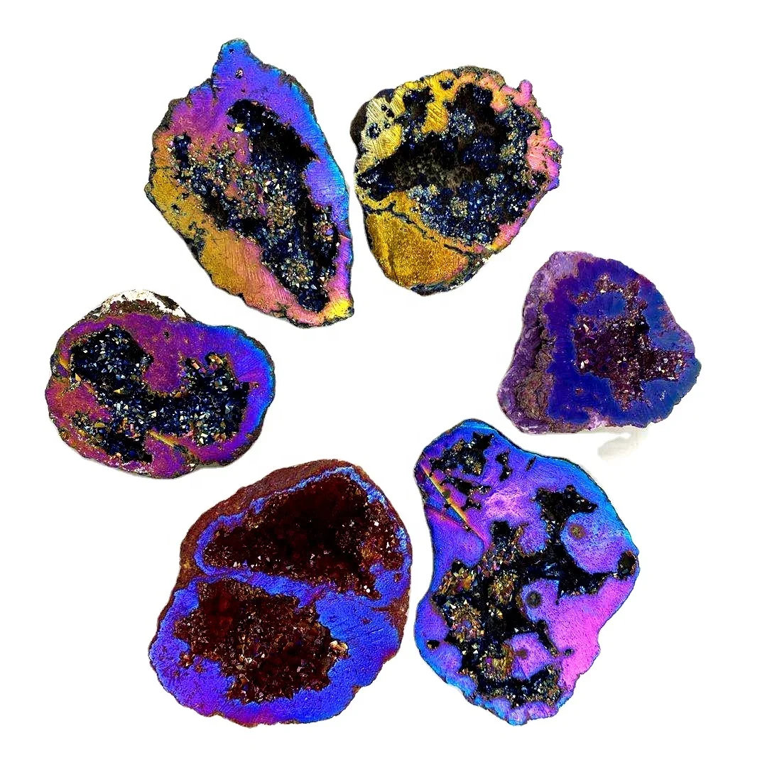 Wholesale Angel Aura Quartz Agate Geode Druzy Stone Moroccan Crystal Geodes For Decoration