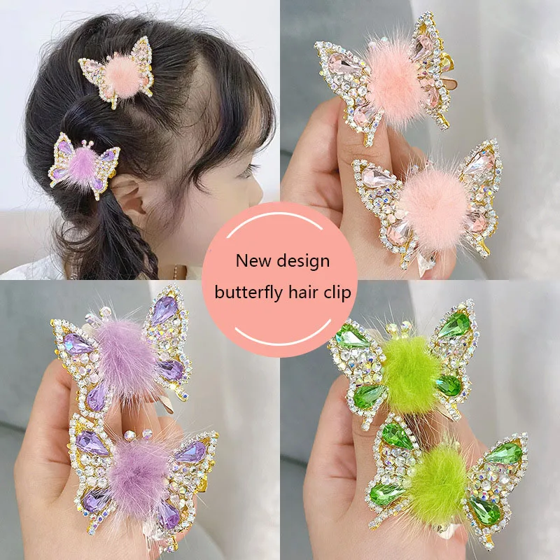 Wholesale Baby New design move butterfly metal hairpin hair accessories girl cute bow hair clips