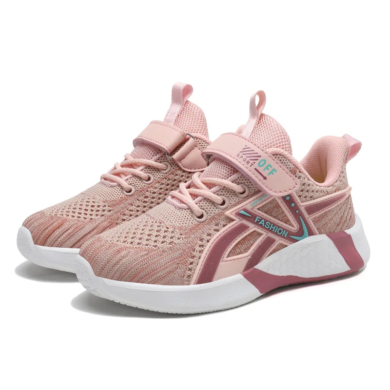 2023 New Model Kids Fly Knitted Breathable Lightweight Sports Walking Running Casual Shoes from Size 28-39#