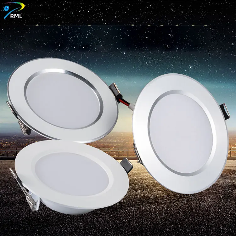 5w 7w 12w 20w Recessed Led Light Downlight Slim Surface Mounted Grille White Round Ceiling Panel