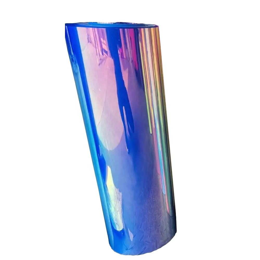 Iridescent Blue PET Plastic Film Soft Rainbow Laminated Translucent Material