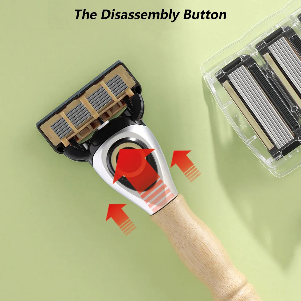 Renewable Eco Biodegradable Facial Safety 6 Blade Razor Shaving for Men with Replaceable Head