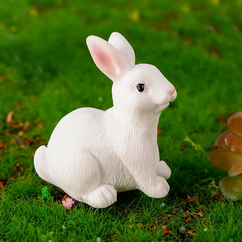 New 2024 microscopic white resin rabbit garden ornaments DIY landscaping bonsai decoration mini resin crafts ornaments