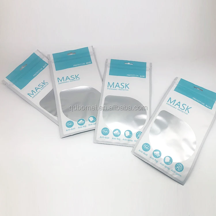 
In stock transparent Plastic Ziplock Pouch Face Mask Packaging Bag nice design 