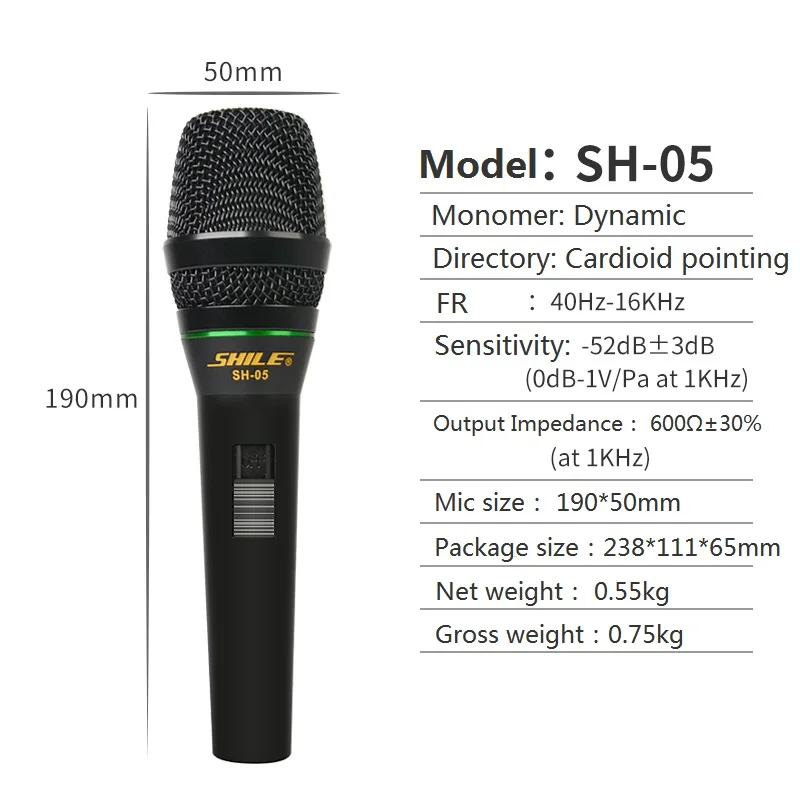 Metal wired karaoke dynamic microphone clear sound quality suppress howling