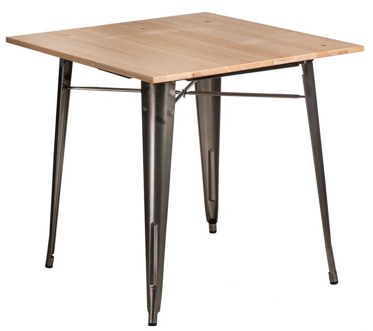 Pine wood iron metal dining table wooden old bar iron dining table fashion retro European simple cafe table