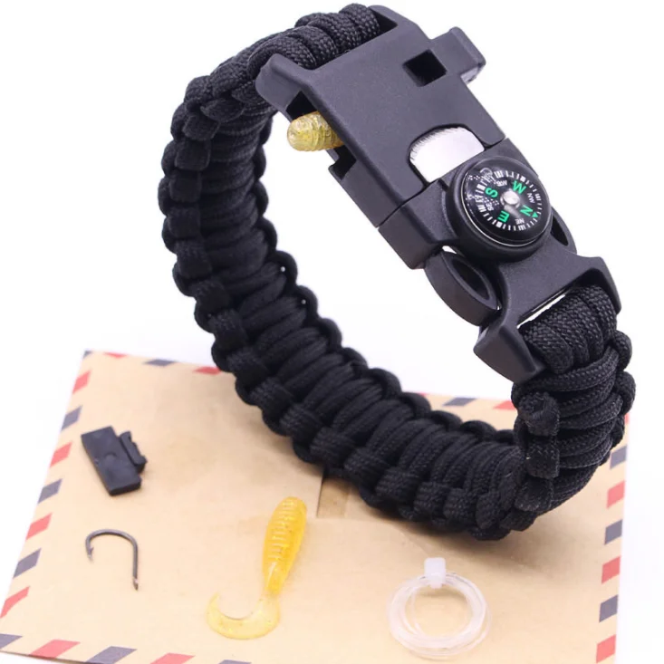 New hot manufacturers direct fashion design Emergency Survival Bracelet Fish Compass Firestarter  Fishing Survival Bracelet