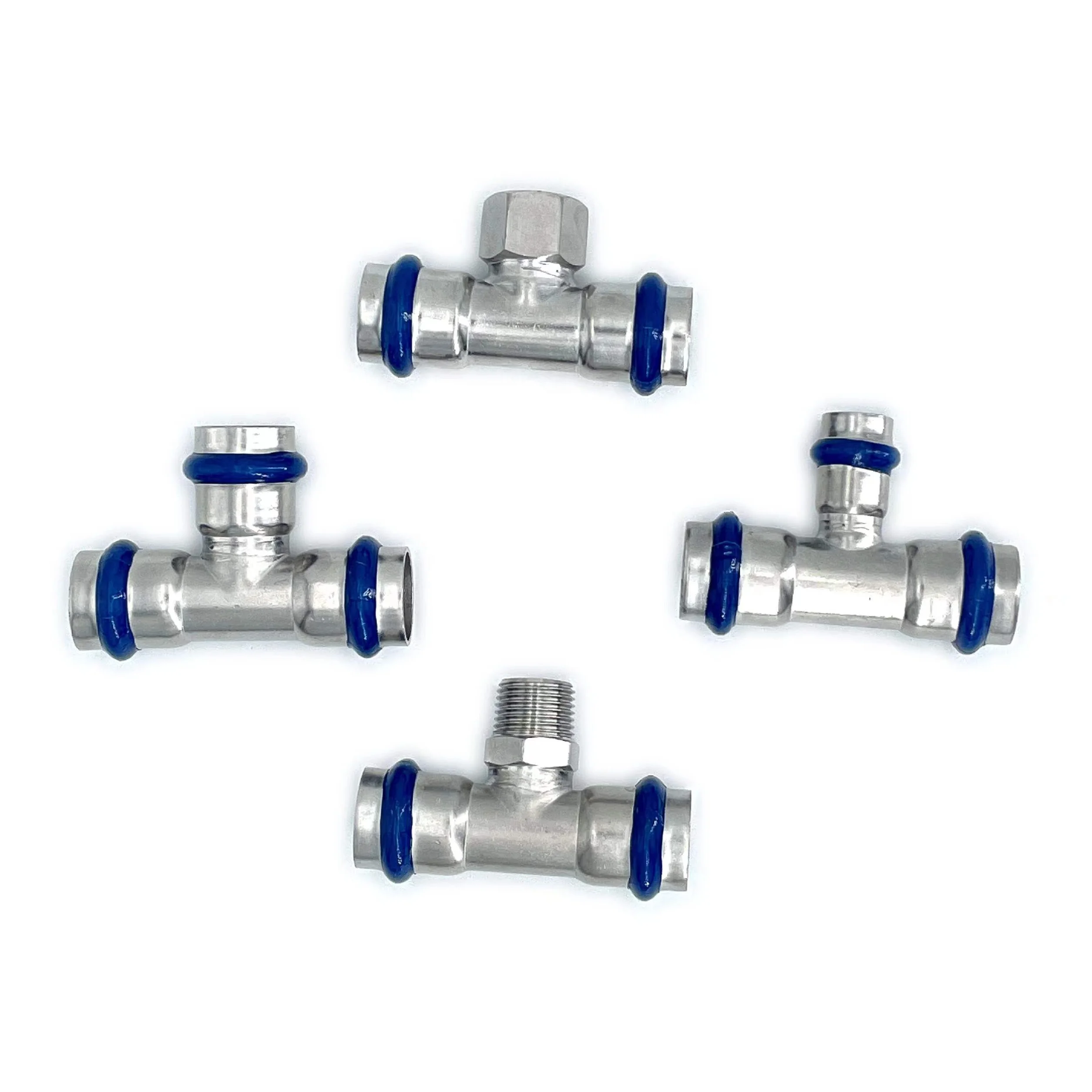 DVGW W534 V and M Profile SS 304 Tee Press Fitting