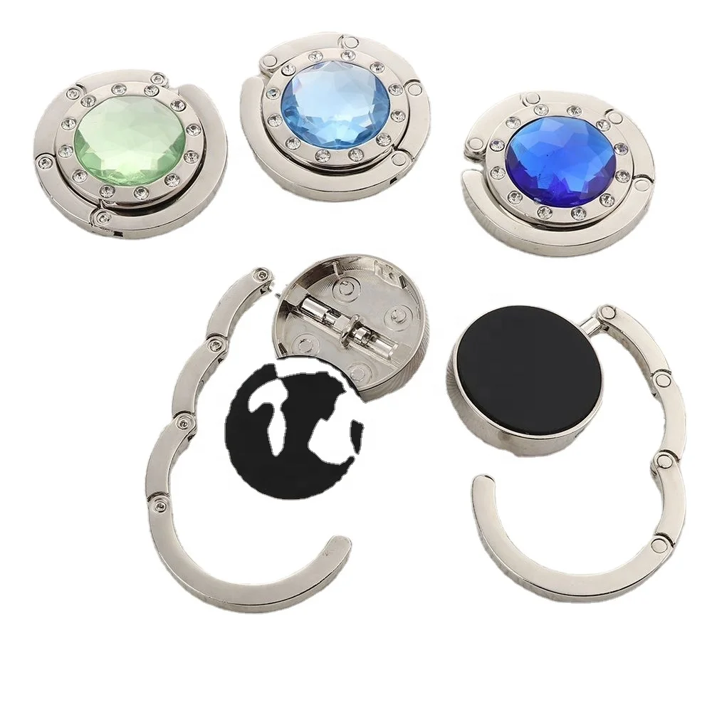 Wholesale custom foldable metal purse table hanger handbag hooks with custom logo handbag hanger holder stand for tables